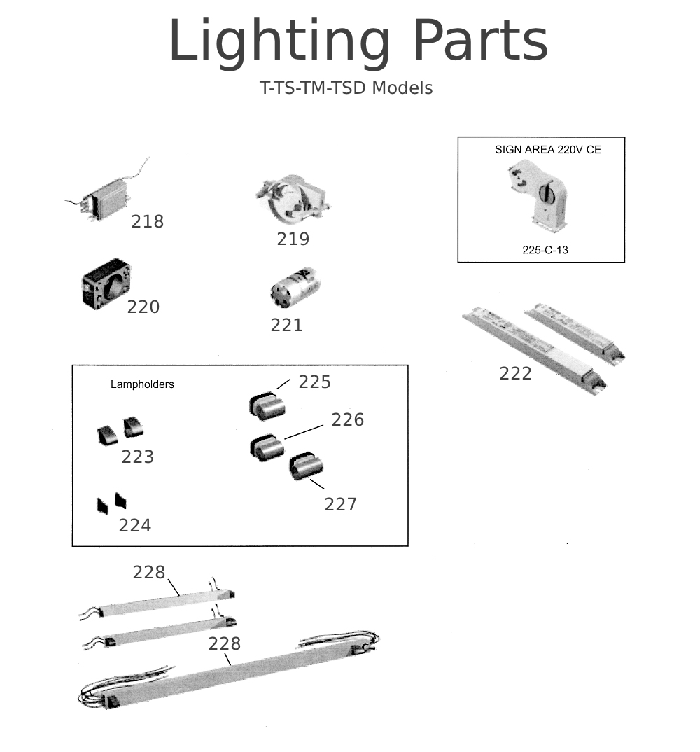 T-TS-TM-TSD Lighting Parts